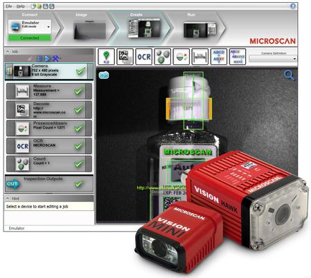 Microscan’s AutoVISION™ family includes an intuitive software interface and two new smart cameras, the Vision MINI and the Vision HAWK.